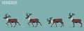 Set of walking reindeer with Christmas theme decoration