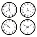 Set of wall clocks with black frame and hands. Flat style vector illustration. Simple classic wall clock with Arab Royalty Free Stock Photo