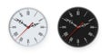 Set of wall office clocks White and black icon. Closeup of design template in vector. Mock up for branding and