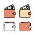 Set of Wallet lira icon, finance flat symbol, economy deposit cash vector illustration