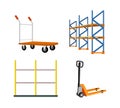 Set Of Warehouse Equipment Vector Illustrations