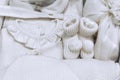 A set of warm baby clothes in beige color for babies made from natural fabrics without the use of dyes. Royalty Free Stock Photo