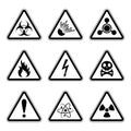 Set of warning danger signs. Vector illustration. Royalty Free Stock Photo