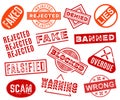 Set of warning fake red stamps