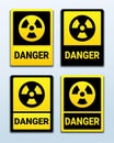 Set of warning radioactive zone sign. Biohazard. Dangerous radiation area.