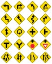 Set of warning road signs on white background Royalty Free Stock Photo