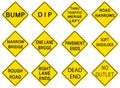 Set of warning road signs on white background Royalty Free Stock Photo