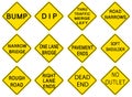 Set of warning road signs on white background Royalty Free Stock Photo