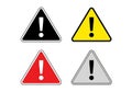 Set of warning signs in different colors isolated on white background Royalty Free Stock Photo