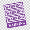 Set of Warning stamp symbol, label sticker sign button, text banner vector illustration Royalty Free Stock Photo
