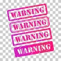 Set of Warning stamp symbol, label sticker sign button, text banner vector illustration Royalty Free Stock Photo