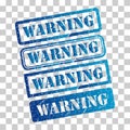 Set of Warning stamp symbol, label sticker sign button, text banner vector illustration Royalty Free Stock Photo