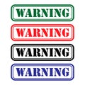 Set of Warning stamp symbol, label sticker sign button, text banner vector illustration Royalty Free Stock Photo