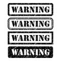 Set of Warning stamp symbol, label sticker sign button, text banner vector illustration Royalty Free Stock Photo