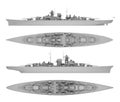 Set warship in gray