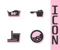 Set Washer, Temperature wash, Mop and bucket and Washing powder icon. Vector