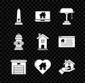 Set Washington monument, Laptop and smart home, Table lamp, Garage, House with heart shape, Realtor, Fire hydrant and Royalty Free Stock Photo