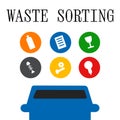 Set waste containers. Flat containers for recyclable materials  waste bins for sorting waste. Royalty Free Stock Photo