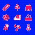 Set Wastewater, Acid rain, Bottle with potion, Radioactive waste barrel, Poison flower, Bacteria, Witch cauldron and