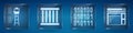 Set Watch tower, Prison window, Binary code and Website template. Square glass panels. Vector Royalty Free Stock Photo
