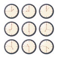 Set of watches with different hours