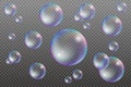 Set of water bubbles with rainbow reflections Royalty Free Stock Photo