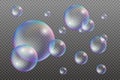 Set of water bubbles with rainbow reflections Royalty Free Stock Photo