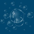 Set of water bubbles with reflections. Bubbles background Royalty Free Stock Photo