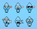 Set of water character. Water emoticon mascot Royalty Free Stock Photo