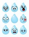 Set of water character. Water emoticons. Illustration vectors