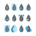 Set of water drop icons. Aqua. Collection of water design elements Royalty Free Stock Photo