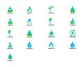 Set of Water drop leaf nature logo design template Royalty Free Stock Photo