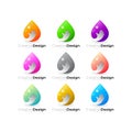 Set water drop logo and hand people design combination, Royalty Free Stock Photo