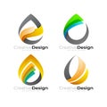 Set water drop logo template, 3d colorful design Royalty Free Stock Photo