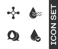 Set Water drop, tap, and Recycle clean aqua icon. Vector