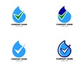 Set of Water Droplet and Check Mark Logo Icon Royalty Free Stock Photo