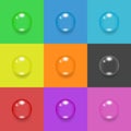 Set of water drops on colored backgrounds Royalty Free Stock Photo