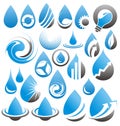 Set of water drops icons, symbols, logos and design elements Royalty Free Stock Photo