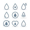 Set: Water drops. Vector illustration, flat design Royalty Free Stock Photo