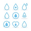 Set: Water drops. Vector illustration, flat design Royalty Free Stock Photo