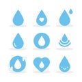 Set: Water drops. Vector illustration, flat design Royalty Free Stock Photo