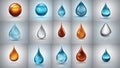 set of water drops A water drop icon set, depicting the creativity and the shape of water. The icons are geometric