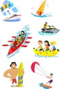 Set of water extreme sports icons Royalty Free Stock Photo