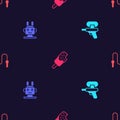 Set Water gun, Robot toy, Ice cream and Jump rope on seamless pattern. Vector