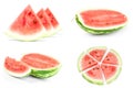 Collage of Green watermelon isolated on a white background cutout Royalty Free Stock Photo