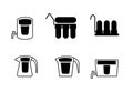Set of water purifier icons in silhouette, vector Royalty Free Stock Photo