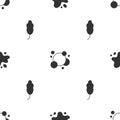 Set Water spill, Soap water bubbles and Feather on seamless pattern. Vector Royalty Free Stock Photo