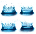 Set of water splashes like crown. isolated Royalty Free Stock Photo