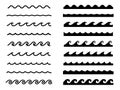 Set of water wave icons, seamless wave pattern set Royalty Free Stock Photo