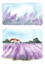 Set of watercolor abstract lavender backgrounds.